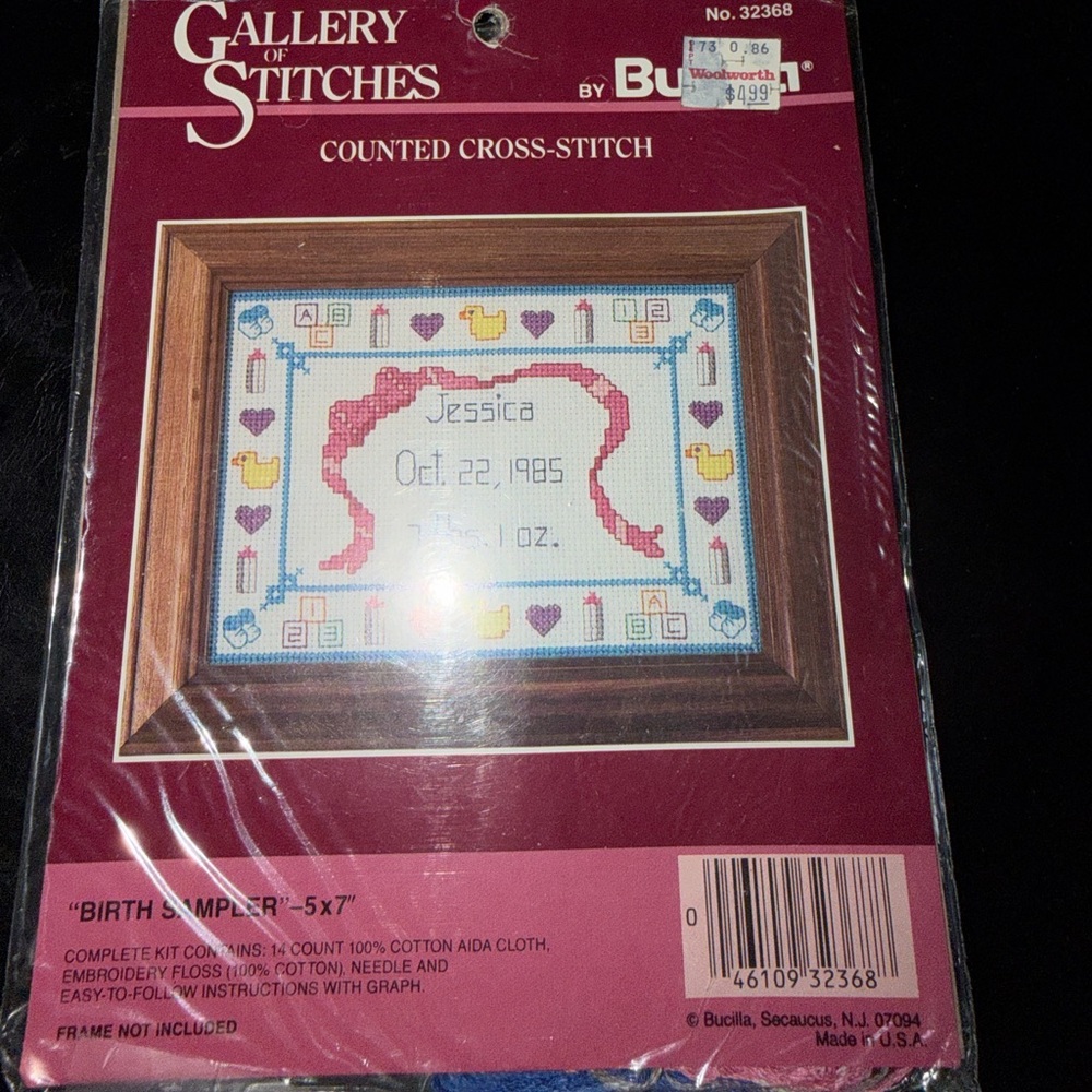 Bucilla Cross-Stitch Kit with Rich Burgundy Never Opened